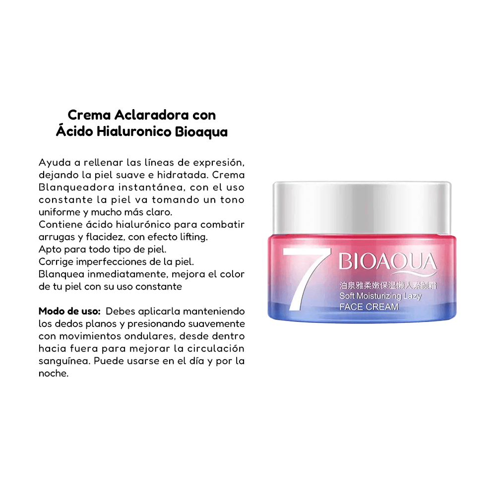 CREMA ACLARADORA CON ÁCIDO HIALURONICO BIOAQUA